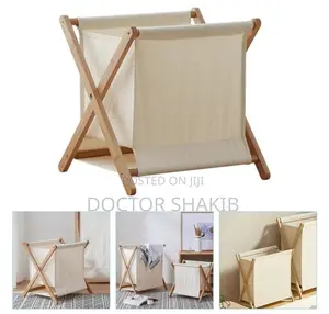 Solid Wood Hamper Foldable Dirty Clothes Storage Basket