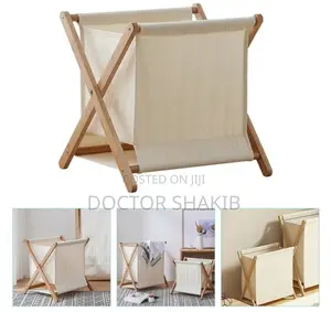 Solid Wood Hamper Foldable Dirty Clothes Storage Basket