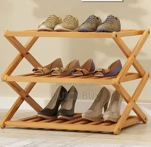 3 Layers Bamboo Foldable Shoe Rack
