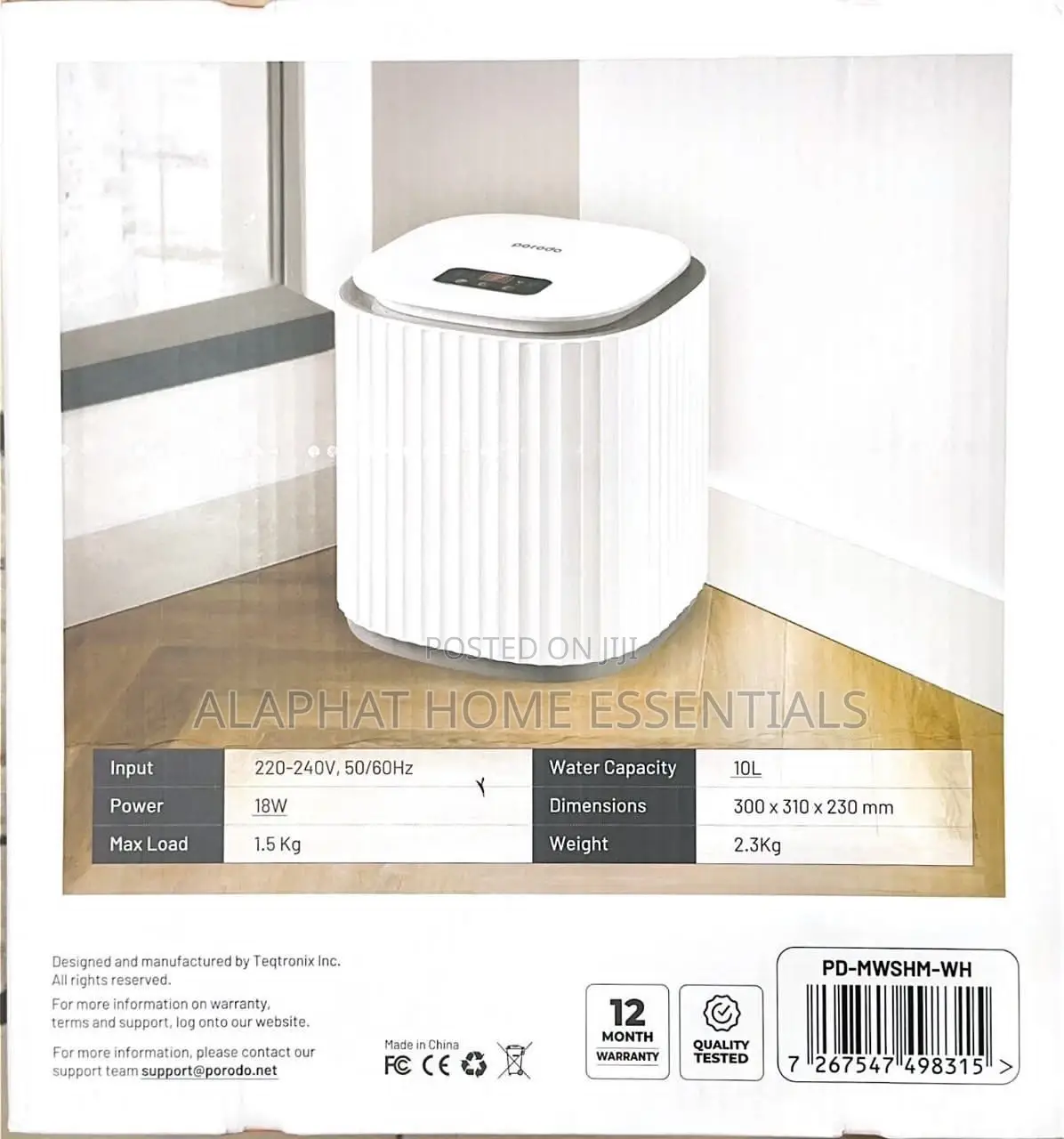 Porodo Smart Portable Mini Washing Machine
