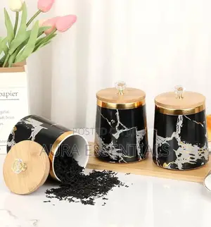 3 Air Tight Storage Canister Set With Wooden Base