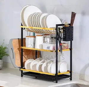 3-Tier Kitchen Rack With a Side Holder Drain Tray
