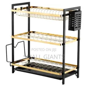 3-Tier Kitchen Rack With a Side Holder Drain Tray