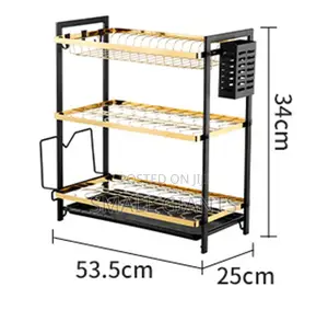 3-Tier Kitchen Rack With a Side Holder Drain Tray