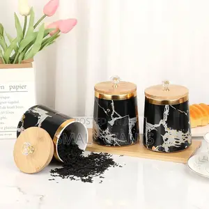 3 Air Tight Storage Canisters Set With Wooden Bamboo Tray