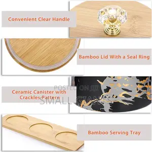 3 Air Tight Storage Canisters Set With Wooden Bamboo Tray