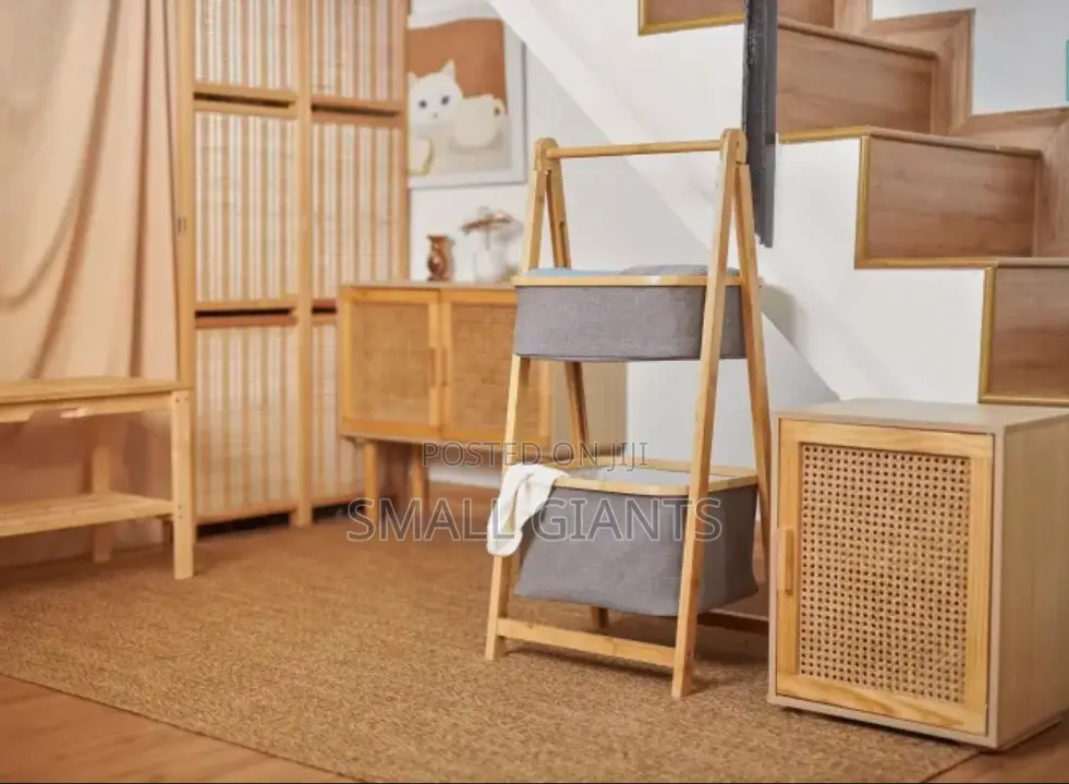 Bamboo Storage Ladder Laundry Basket