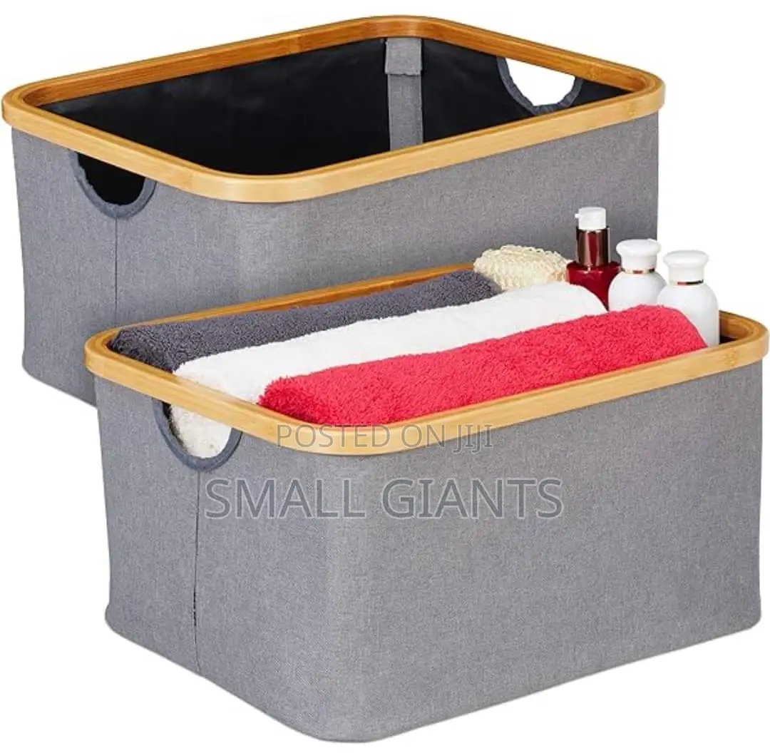 Laundry Basket With Bamboo Handles (Collapsible)