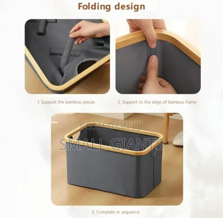 Laundry Basket With Bamboo Handles (Collapsible)