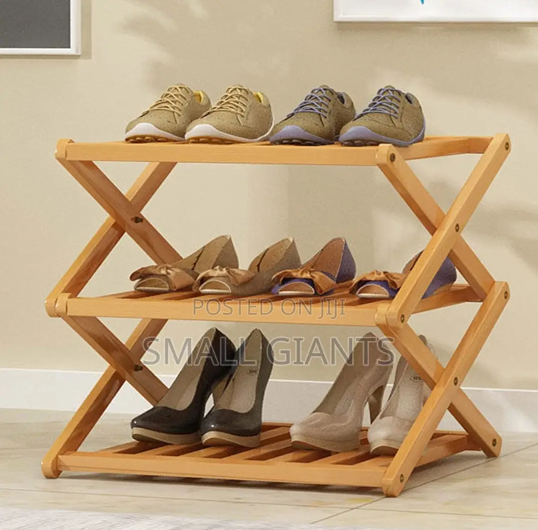 3 Layer Foldable Independent Bamboo Shoe Rack