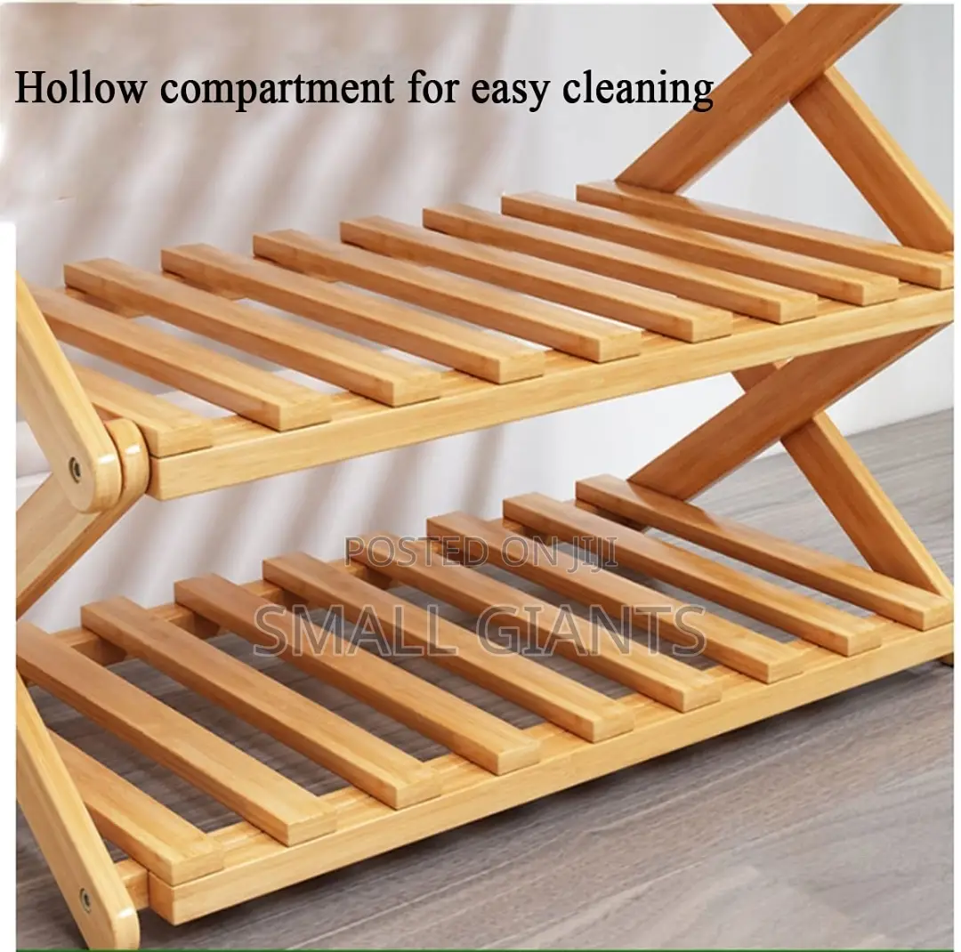 3 Layer Foldable Independent Bamboo Shoe Rack
