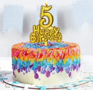 Happy Birthday Gold Number Candle