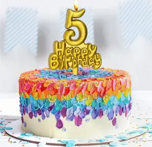 Happy Birthday Gold Number Candle
