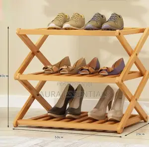 3 Layers Bamboo Foldable Shoe Rack