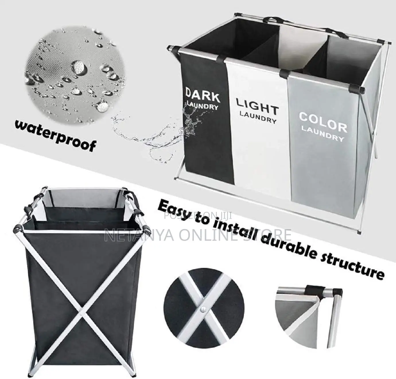 3 Grid Waterproof Laundry Basket