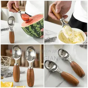 Multi Function Stainless Steel Wooden Handle Scoop