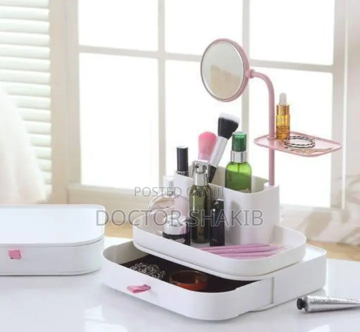New Stylish Makeup Cosmetic Organizer With Rotatable Mirror