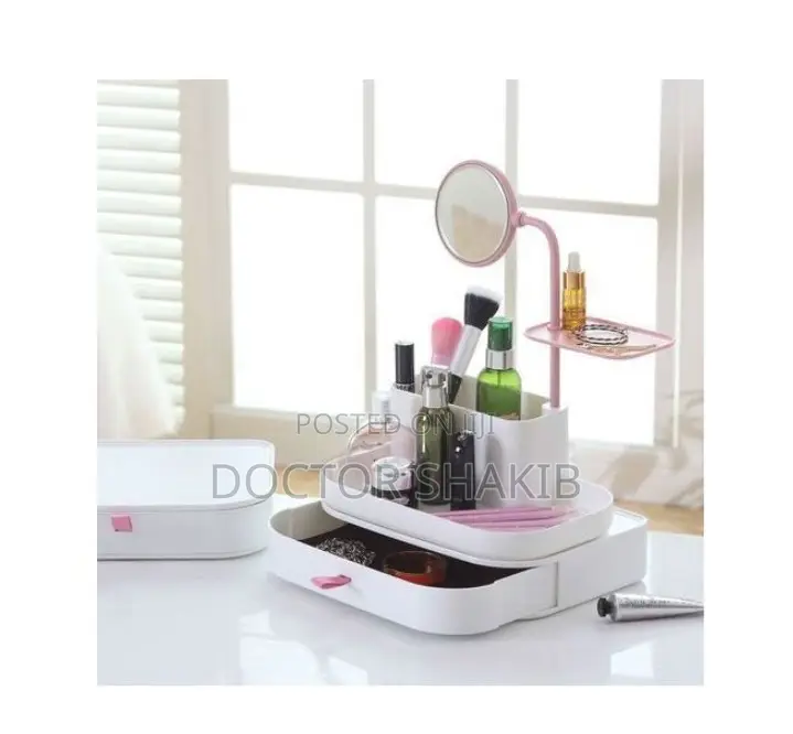 New Stylish Makeup Cosmetic Organizer With Rotatable Mirror