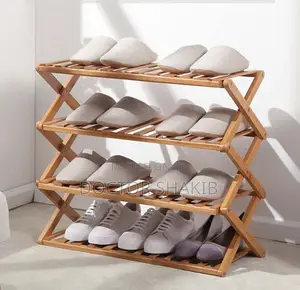 Simple and Stylish 3 Layered Foldable Bamboo Shoe Rack