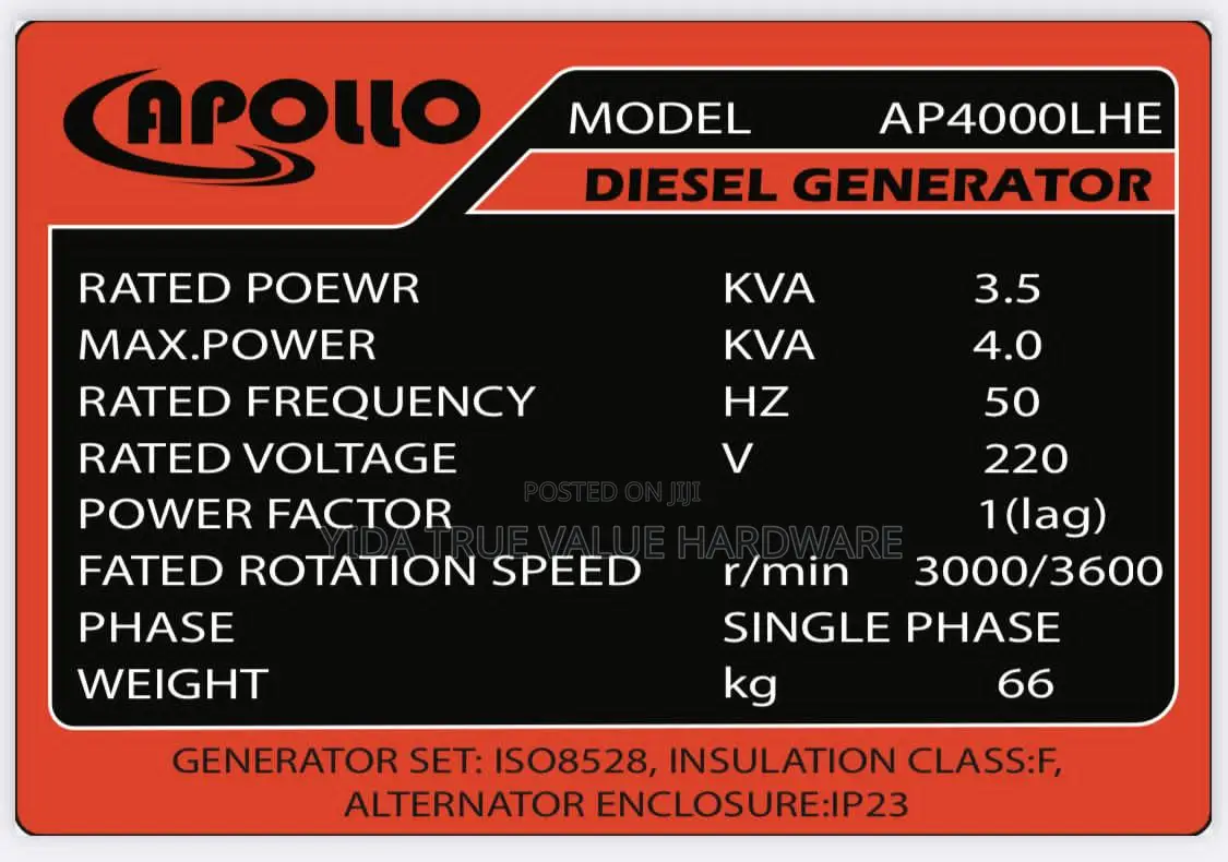 Diesel Generator Apollo 4kva
