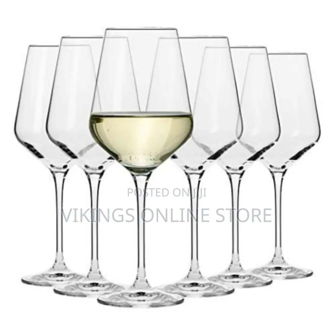 Diamond Stem Wine Glasses- 6 Pieces,Colorless