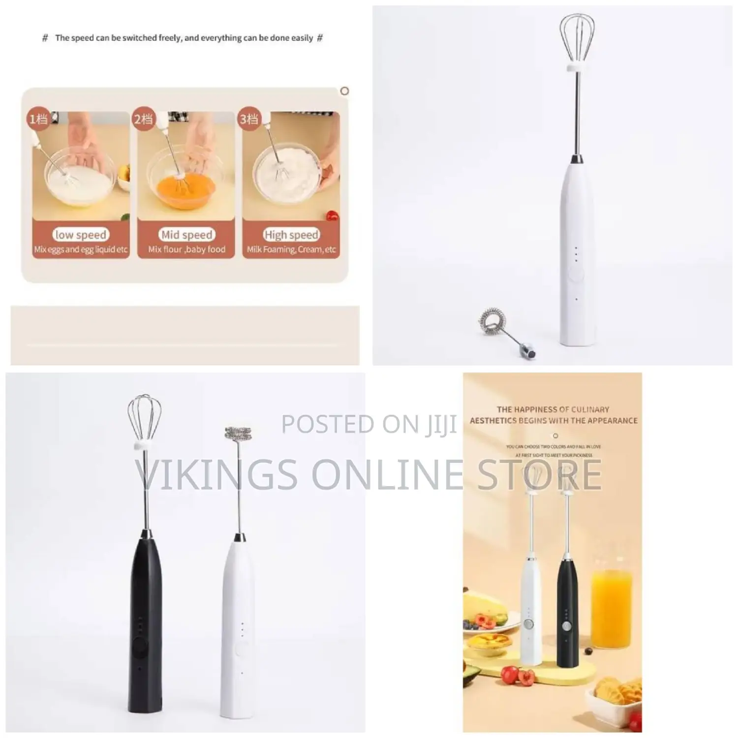 Rechargeable Electric Plastic Handle Mini Office Egg Beater