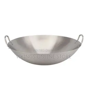 Stainless Steel Wok Stir Frying Pan - Silver.