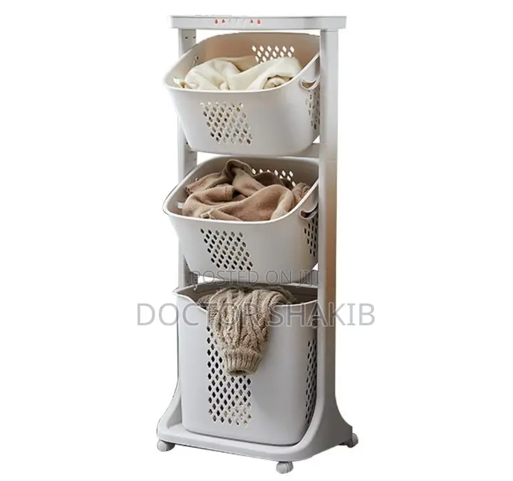 New Universal Mobile Laundry 3-Tier Hamper Basket With Wheel