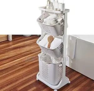 New Universal Mobile Laundry 3-Tier Hamper Basket With Wheel