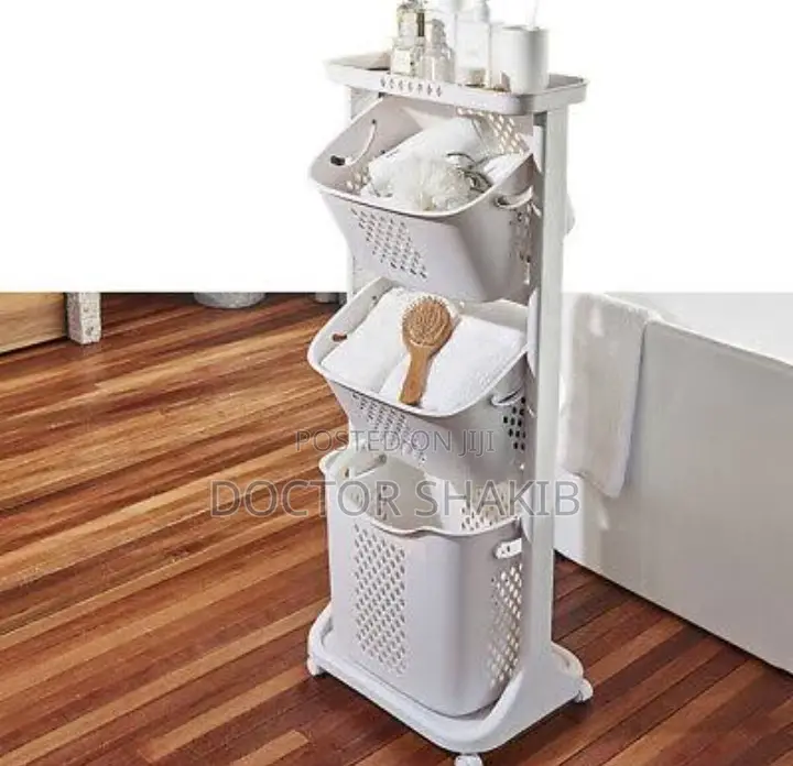 New Universal Mobile Laundry 3-Tier Hamper Basket With Wheel
