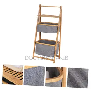 1pc Bamboo Polyester Double Laundry Shelf 45x32x98 Rack