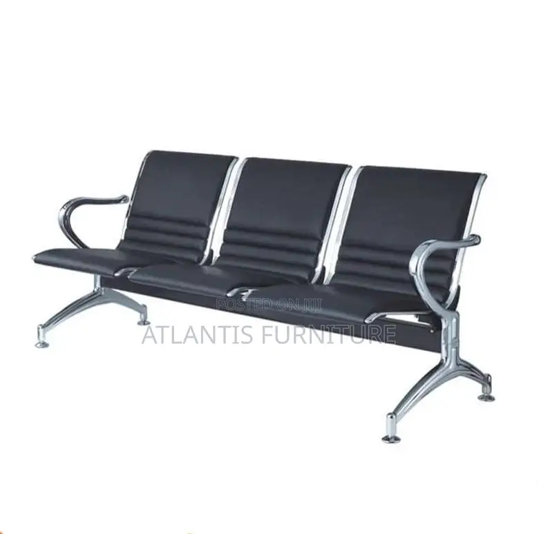 Black Well Designed Cushioned Waiting Chair