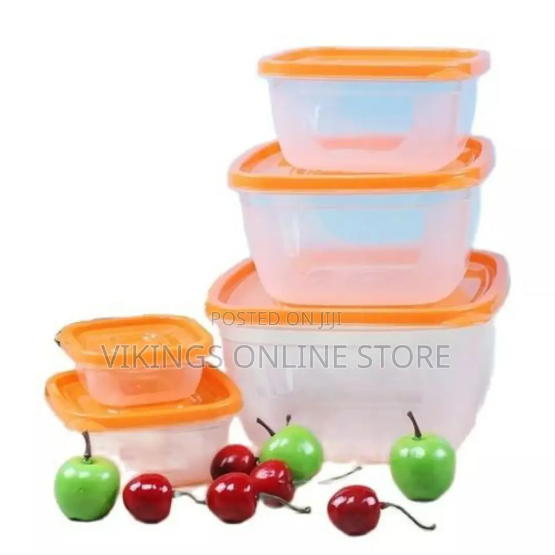 5 Pc Square Airtight Food Storage Containers Tins With Lids