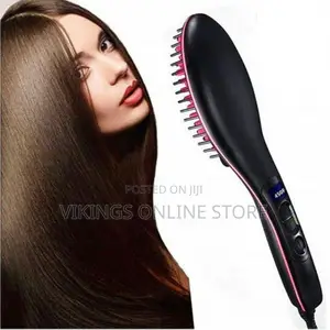 3 Ln1 Fast Ceramic Styling Hair Straightener Brush - Black.