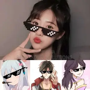 Black Thug Life 8 Bits Pixelated Meme Retro Party Sunglasses