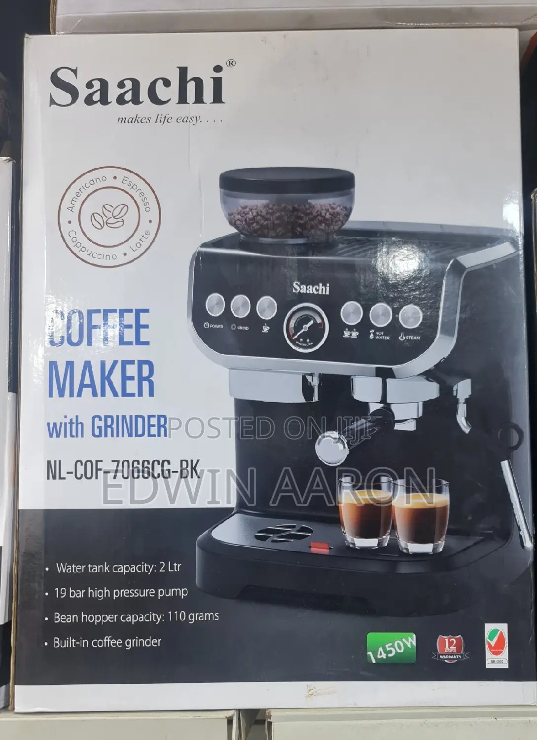 Saachi Commercial Coffee Maker With Grinder