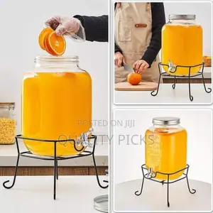 Glass Juice Dispenser With Stainless Steel Stand