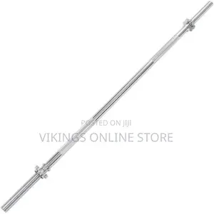 Barbell 1.5m Steel Bar Gym Weightlifting - Silver