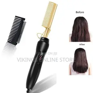 Electric Ceramic Hot Comb, Straightening Comb, -Gold