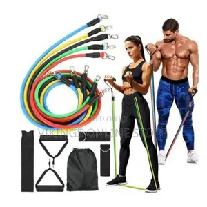 11 Piece Fitness Exercise Resistance Band Belt - Multicolor