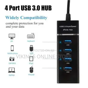 USB HUB 3.0 Super-Speed 30cm for Desktop Laptop 4port-Black