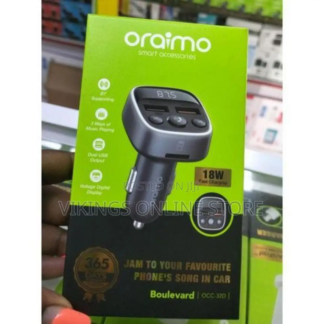 Oraimo Car Modulator With 18W Fast Charging - Black