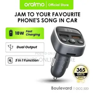 Oraimo 18W Dual Output 3 Way Play Music Digital Car Charger