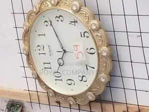 Wall Clock /Goldish /Silver