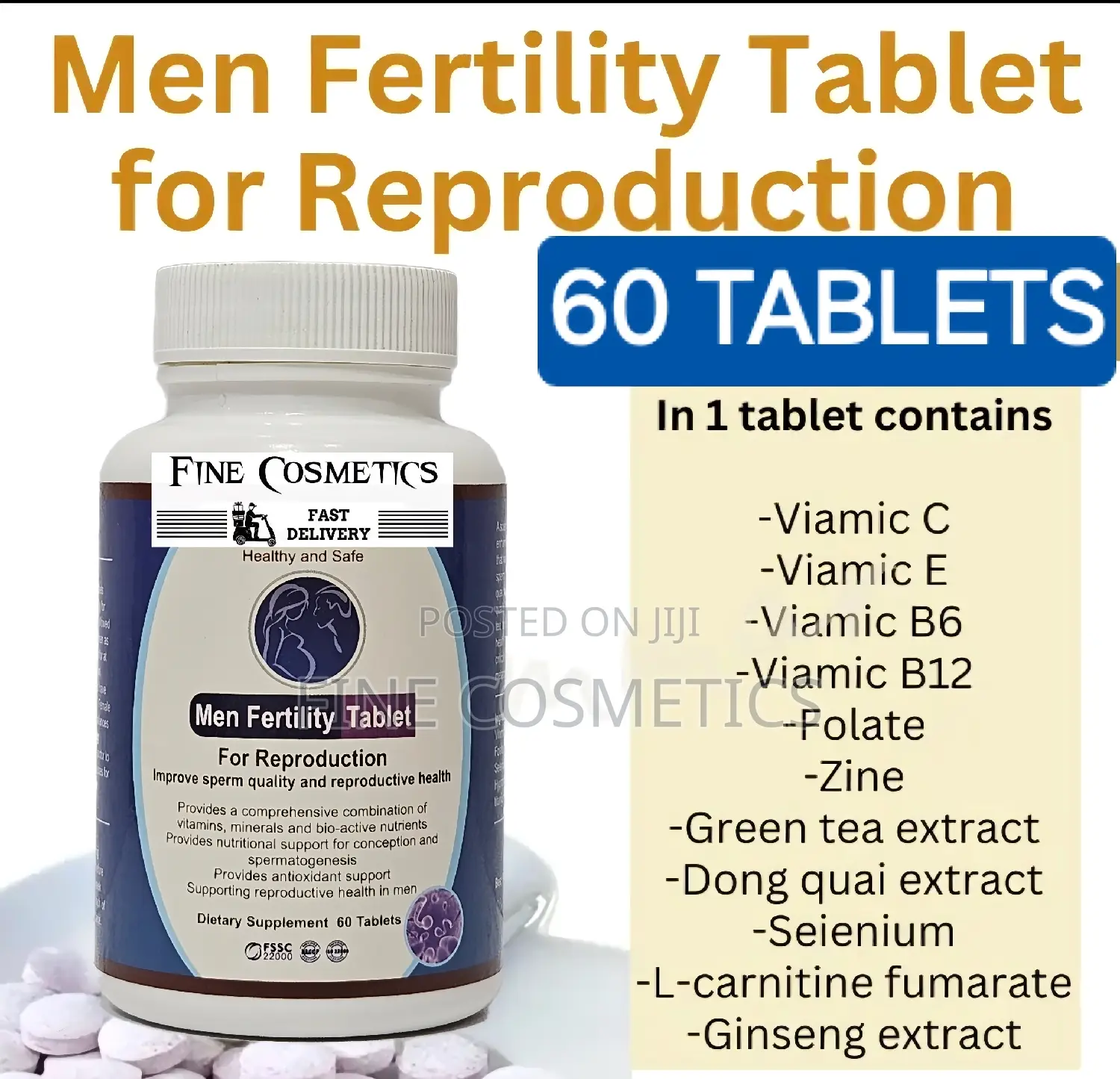 Men Fertility Tablet, Male Sperm Count Pill for Reproduction
