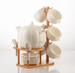 Set of Tureen, 6 Bowls, 6 Plates, 6 Spoons and Bamboo Stand