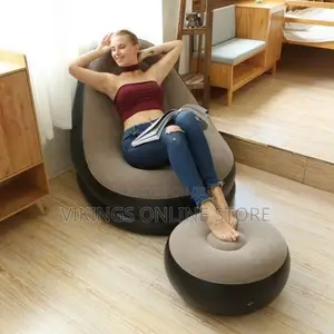 Intex Inflatable Sofa and Footrest With Pump - Balck Grey