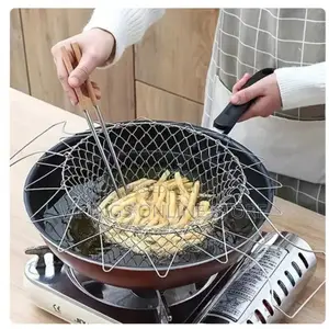 1pc Stainless Steel French Fries Drainer Basket Foldable