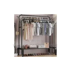 Carbon Steel Double Pole Coat Rack Clothes Drying Rail