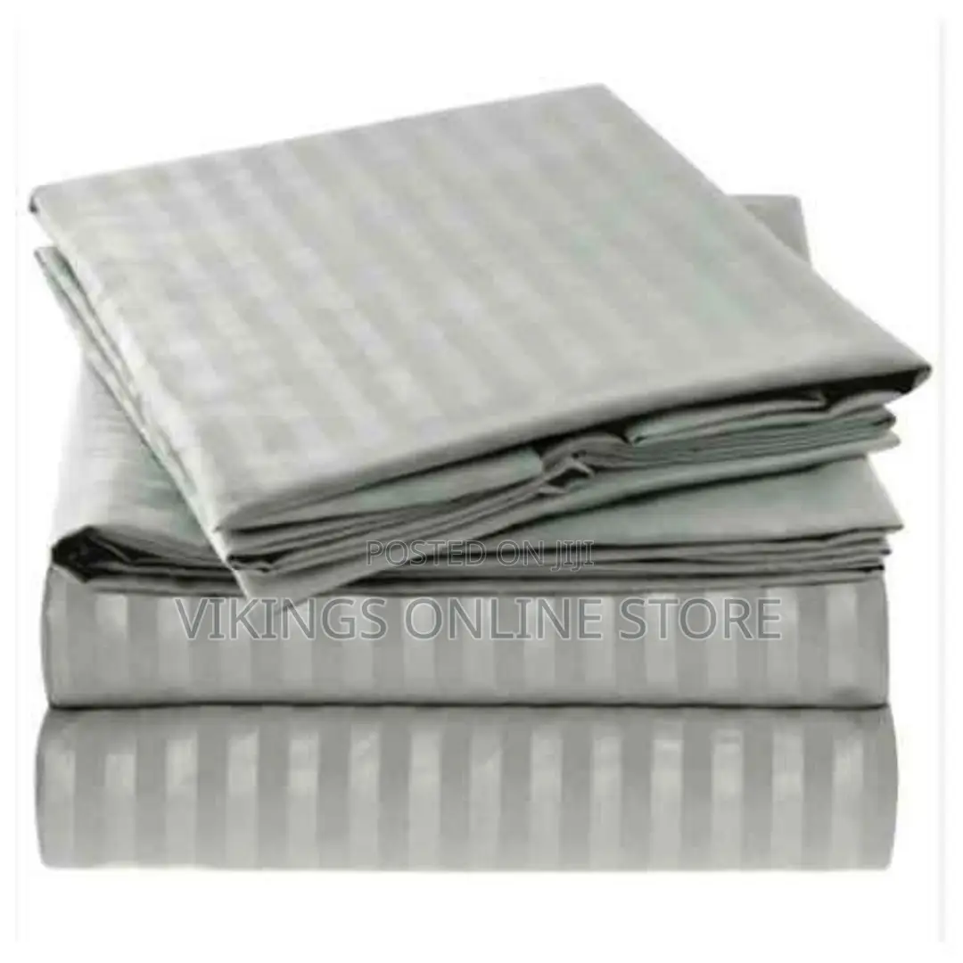 5*6 Strips Double Grey Cotton Bed Sheets.